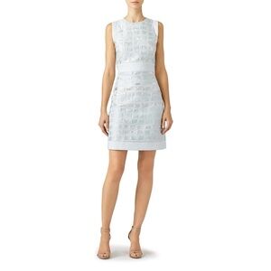 GENNY Blue Metallic Embossed Padded Sleeveless Mini Dress 10